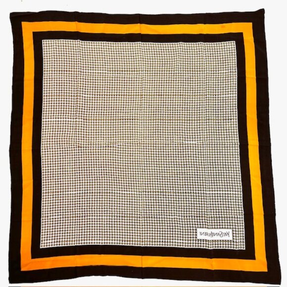 Vgt  Yves Saint Laurent  scarf 100% silk satin/rayon 30" Brown Orange dott (27) - Picture 8 of 10